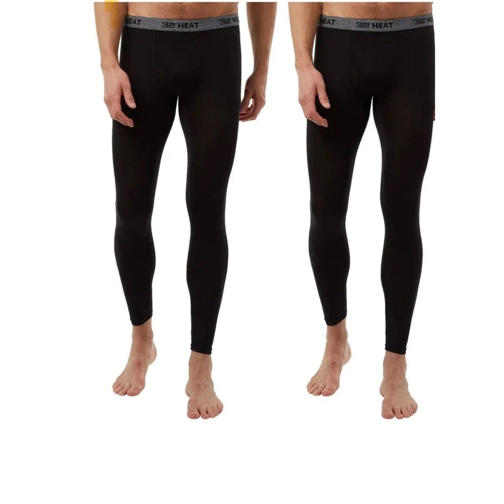 32 Degrees Men's Heat‎ Base Layer Pant 2-Pack XL Black